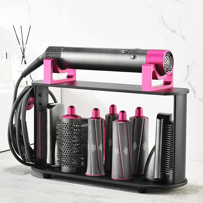 Foho Storage Holder Compatible for Dyson Airwrap Styler, 8-Holes Countertop Bracket Organizer Stand Storage Rack for Hair Curling Iron Wand Barrels Brushes Diffuser Nozzles for Home/Bedroom/Bathroom