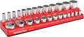 WORKPRO Magnetic Socket Organizer, 3/8-Inch SAE Socket Holder, Socket Trays Holds 26 Pieces Standard Size and Deep Size Sockets(Sockets not Included)