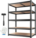 REIBII 2020LBS Storage Shelves 5 Tier Garage Shelving Heavy Duty, Adjustable Metal Shelving Unit, Garage Shelves for Basement, Warehouse, Pantry, Closet, Kitchen 72" H x 35.55" W x 16" D, Black