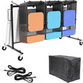 Folding Chair Rack with Wheels, Heavy Duty Steel Chair Cart for 42 Chairs or 12 Tables, Folding Chair Racks for Storage Dolly, Large Chair Holder W/Elastic Cords,Dust Cover (Single Layer)