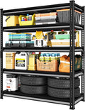 48" W Garage Storage Shelves Heavy Duty, 2800LBS Loads Adjustable Garage Shelving, 5-Tier Metal Shelving Units and Storage Racks, Industrial Utility Shelf,48" Wx18 Dx78 H, Black
