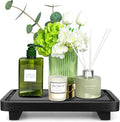 Black Bathroom Counter Organizer Tray Wood Riser Kitchen Countertop Trays Wooden Pedestal Display Stands Dish Soap Dispenser Holder for Bathroom Decor Kitchen Sink Accessories Vanity Tray