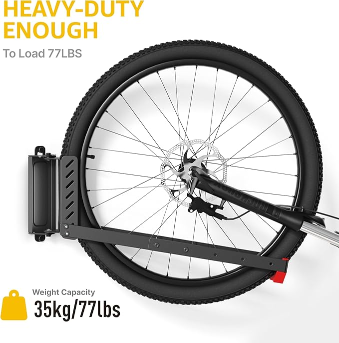 monTEK Swivel Bike Wall Mount, No Heavy Lifting Required Bike Wall Mount, Bike Hangers for Garage, Space-Saving Bike Rack Garage, Easy to Load and Unload, Bike Hanger Can Hold Up to 77 lbs, 2 Pack