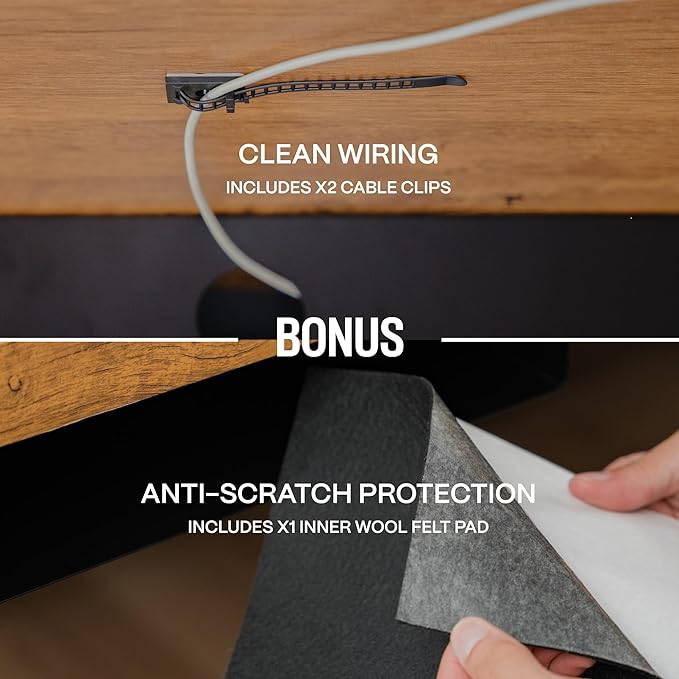 Under Desk Drawer Slide Out Attachment - Carbon Steel Undermount Table Drawer with Cable Management, Pull Out Add-On Storage for Office & Standing Desks (21.5" x 14" x 2.8")