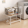 Wire Laundry Hamper, 80L Rolling Laundry Basket Cart on Wheels, Dirty Clothes Basket with Handle, Metal Clothes Hamper Organizer for Laundry Room, Bathroom, Bedroom, Dorm, White
