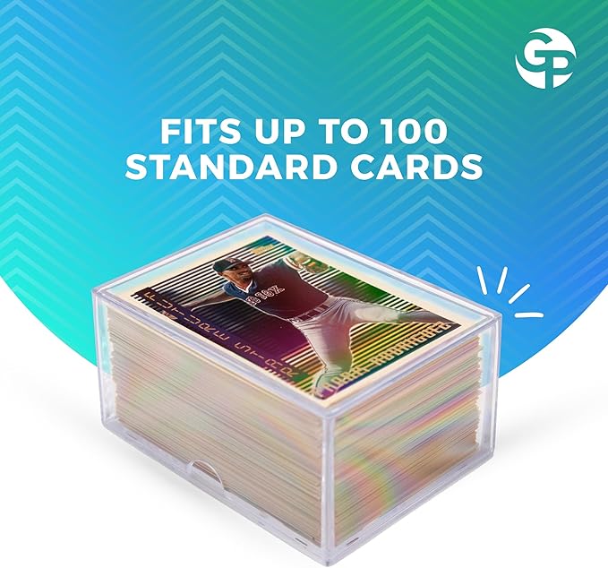 20 Pack Clear Acrylic Card Storage Boxes with Lids – 3 1/2" L x 2 1/2" W x 2" H Baseball Card Storage Box, Sports Card Boxes and Magic Card Storage Box, Playing Card Case – Made in USA