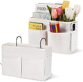Bedside Hanging Storage Basket Headboards Bunk Beds Dorm Rooms Organizer Caddy for Storage (2Pack White)