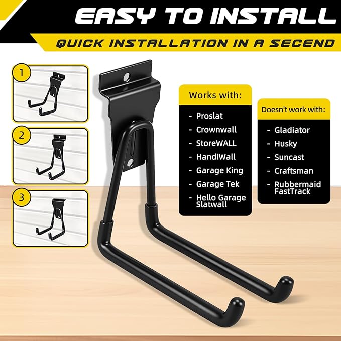 40 Pcs Slatwall Hooks & Hangers – Heavy-Duty Metal Slatwall Accessories Kit for Garage, Workshop & Shed Organization of Tools, Ladders, and Garden Equipment