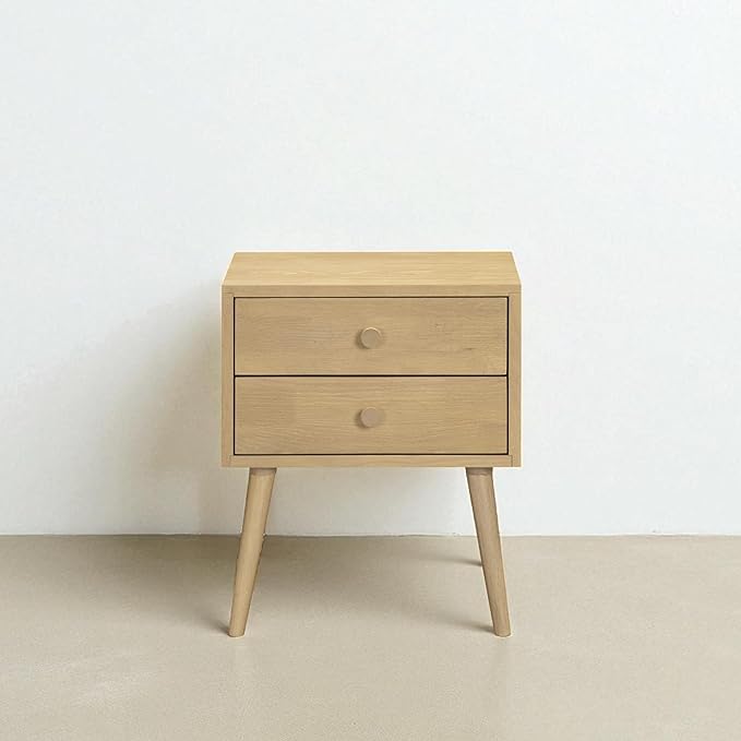 NTC Lux Nightstand with 2 Drawers, Featuring Adaptable Design, 150 lbs Load Capacity, Water-Resistant, Elevate Your Space, Easy Assembly - Sand