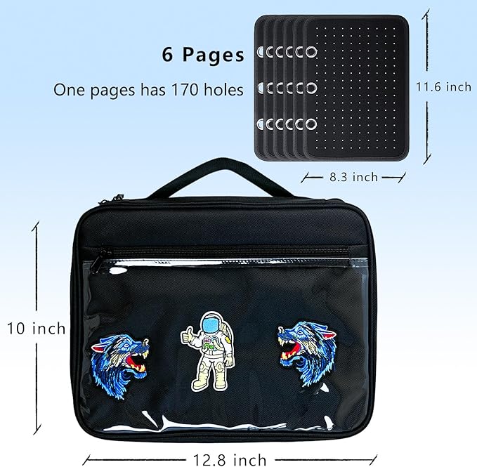 Black 6 Binder Enamel Pin Display Bag,Pin Books For Collectors,Pins Board Storage Organization Box Can Holds Pins, Brooches,Paper Clips,Sports medal.(Black 6 Binder,Without Accessories)