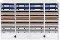 Literature Organizer 32 Slots Office Mailbox Cubbies PVC Desk Mail Sorter Organizer with Adjustable Panels & 2 Drawers for Office, Home, Classroom, Mailrooms, Bearing 110lbs (White)