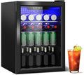 Beverage Refrigerator Cooler, 95 Can Mini Fridge Glass Door for Drinks Soda, Beer, or Wine - Small Refrigerator for Office Bedroom Home Bar, Adjustable Shelves, 2.6 Cu.Ft, Black
