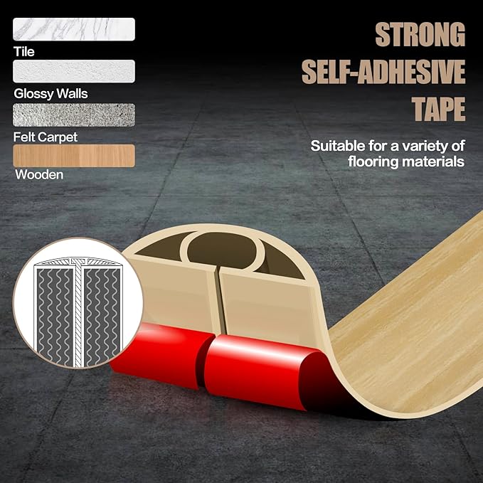 Floor Cord Cover Self Adhesive Cord Hider,10FT Cable Management, Extension Strip Protector for Wires, Prevent Cable Trips for Offices, Gyms, Exhibitions Cavity:0.51"(W) x 0.3"(H) WoodLightyellow