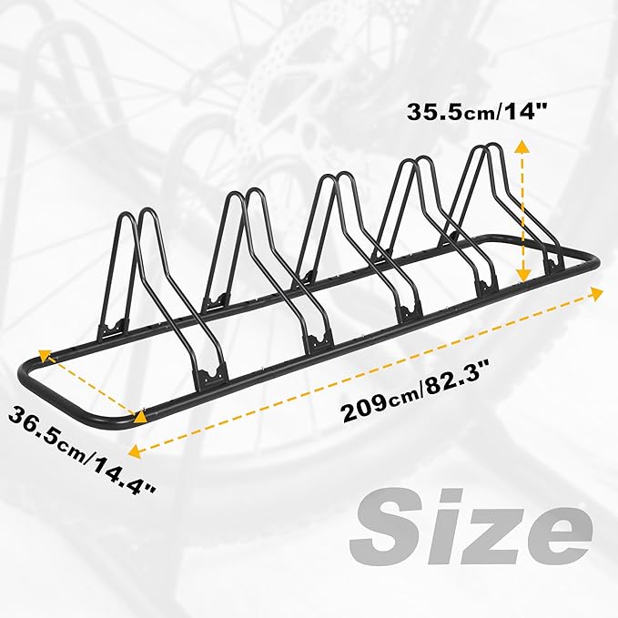 CyclingDeal Bicycle Floor Parking Rack Stand - for Mountain MTB Road Bike - Indoor Home Garage Storage - Upgraded 5 Bikes
