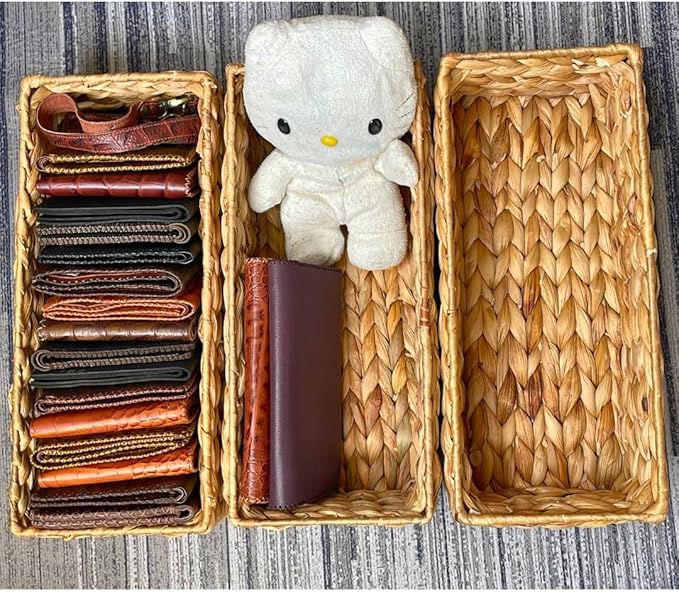 Set of 3 Wicker Toilet Paper Holders – Toilet Tank Basket, Back of Toilet Basket, Wicker Baskets for Storage and Decorative Bathroom Organization