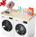 Washer Dryer Countertop: 27.5" x 54" Laundry Topper for Washer and Dryer - Non-Slip Washer and Dryer Countertop with Safety Edge - Laundry Room Organization (Wood)