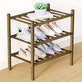 Smiry Bamboo Shoe Rack for Closet, 3 Tier Small Wooden Stackable Shoe Organizer, Free Standing Shoes Storage Shelf for Entryway, Front Door Entrance, Walnut