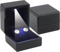 Novel Box Square Shaped Black Earring Box With LED Light 2.25X2X2.5 Inches - Jewelry Earrings Case Best for Jewelry Displays - Gift Box for Mother's Day, Engagement, Anniversary & more Happy Occasions