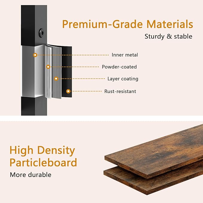 4-Tier Ladder Shelf with Drawer, Bathroom Stand Floor Storage Shelf, Freestanding Tower Table Ladder-Rustic Brown.