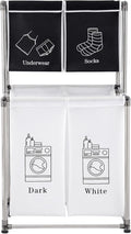 2 Tier Laundry Sorter with 4 Removable Bags for Organizing Clothes - Large Freestanding Laundry Hamper - Laundry Basket for Dirty Clothes in Laundry Room