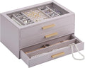 Lolalet Jewelry Box Organizer, 3-Layer Jewelry Organizers and Storage Case with Glass Lid, Ring Earring Bracelet Necklace Holder Organizer, Birthday Christmas Gifts for Women Girls -3Layer, HazePurple