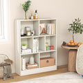 Giantex 7 Cube Bookcase, 4-Tier Freestanding Bookshelf w/ 7 Open Compartments, 2 Anti-Tipping Kits, Modern Display Cabinet, 41" Wood Cubby Storage Organizer for Living Room, Bedroom, White
