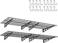 2 Pack 2x6 Ft Garage Wall Shelving, 1400 lbs Heavy Duty Metal Garage Shelf Storage Organization, 24x36 Inch Wall Mounted Floating Shelves x 4, High Capacity with Hooks, Space Saving