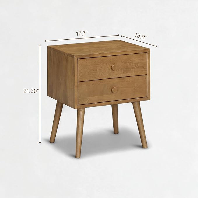 NTC Lux Nightstand with 2 Drawers, Featuring Adaptable Design, 150 lbs Load Capacity, Water-Resistant, Elevate Your Space, Easy Assembly - Teak Look