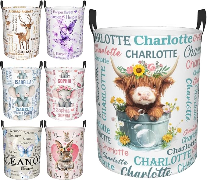 Custom Name Laundry Hamper, Personalized Laundry Baskets with Name for Boys Girls Women Men, Customized Collapsible Dirty Clothes Hamper Easy Storage Gifts for Bedroom Bathroom Living Room