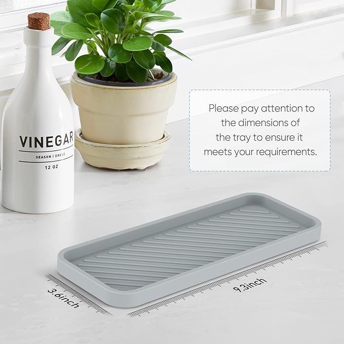 EG-SIPRO Kitchen Sink Organizer Tray,2 Pack Silicone Sponge Holder for Kitchen Sink Bathroom Counter Tray Silicone Soap Tray Holder for Soap Dispenser Bottle