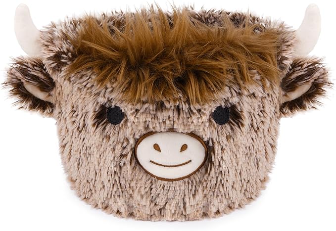 Highland Cow Plush Basket, Highland Cow Gift Basket for Nursery, Soft Winter Small Baby Blanket 0rganizer Storage, Cute Baby Blanket Diapers Candy Towel Decor Storage Bins, 8.2×6.3 inches