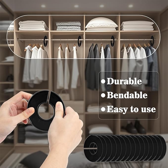 Sukh Closet Dividers 30pcs - Plastic Clothes Organizer Shelf Tags Labels for Clothing Rack Wardrobe Store Warehouse Nursery Must Haves Boutique Supplies Sturdy Durable Flexible No Burrs (Black)