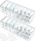 2 Pack Cable Organizer Box, Plastic Cord Storage Box with Lid, Clear Charging Cord Organizer with 8 Compartments and 20 Wire Ties, Charger Organizers for Home Office Drawer Desk Accessories