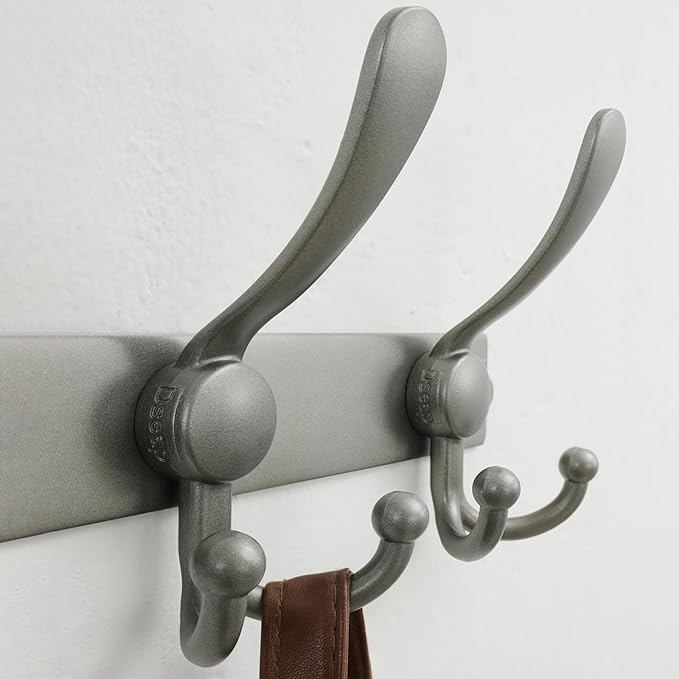 Dseap Coat Rack Wall Mount 2.0 Pro: Heavy Duty 300% Thicker, 16" Stud Mount, Stainless Steel Wall Coat Hooks Hanger for Clothes Jackets Hats Entryway Closet, MaxStrong Series, Grey