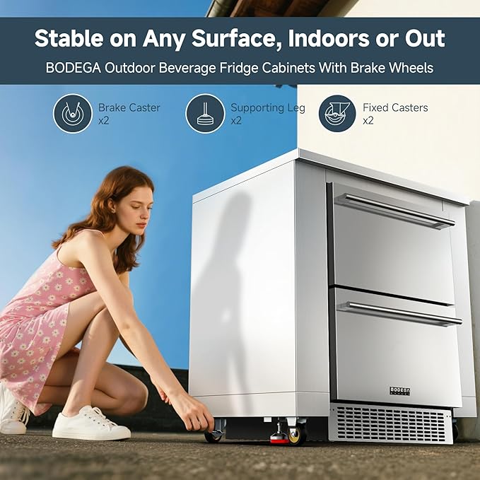 BODEGA 24Inch Stainless-Steel Outdoor Kitchen Cabinet for Beverage Refrigerator,freestanding & Under Counter Kitchen Appliance Cabinets Module is Designed to UnderCounter Beverage Cooler