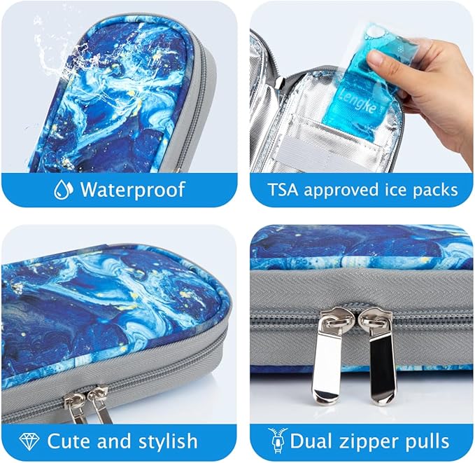 YOUSHARES Insulin Cooler Travel Case - Portable Refrigerated Medicine Case for Insulin Pen, Medication and Diabetic Supplies with 2 TSA Approved Ice Pack