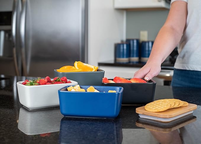Nat & Jules Ceramic Stoneware 1/2 Pound, 2 Sticks Butter Dish with Airtight Bamboo Lid, Kitchen Accessory, Container Holder, Refrigerator Storage and Countertop Organization, Matte Grey