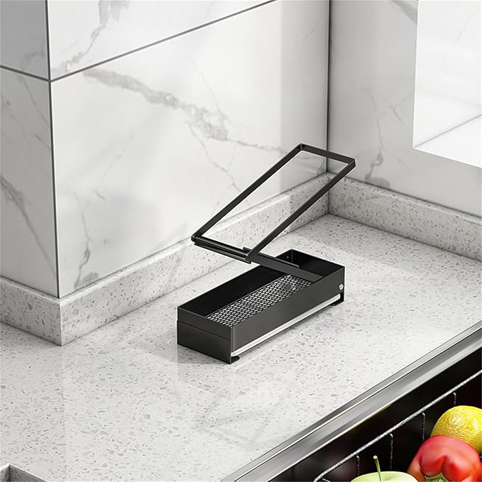 Collapsible Sink Holder Kitchen Tool Organizer Drain Tray with Cleaning Supplies Holder Storage Rack for Brushes and Detergent