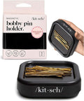 Kitsch Magnetic Bobby Pin Holder - Cute Stuff, Strong Magnetic Pin Holder for Desk & Vanity, Securely Holds Metal Hair Clips, Bobby Pins & Paper Clip | Ideal Gifts for Women - Black, 1 Pc