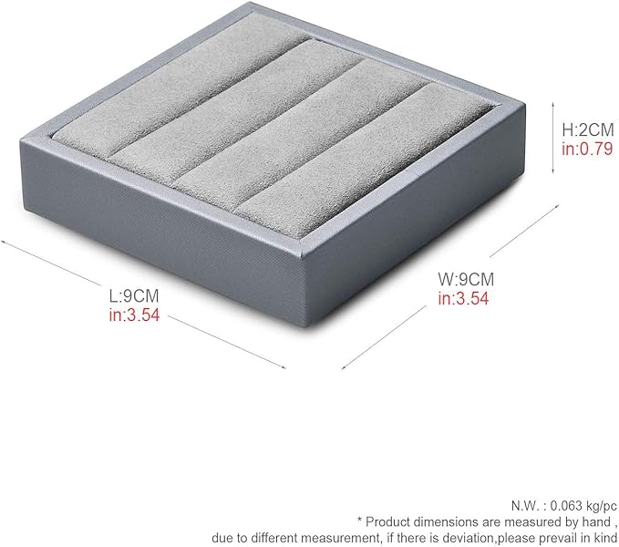 Oirlv Premium Leather Ring Display Stand Small Ring Tray Showcase Jewelry Display Jewelry Holder Home Organizer(Light Grey)