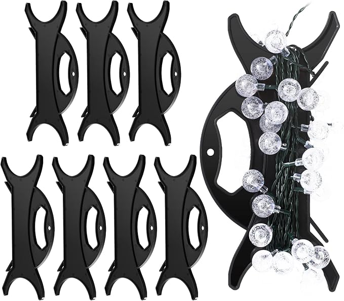 All Purpose Light and Cord Wind Up Reel Extension Cord Storage Organizer Holder Christmas Light Organizer Wrap Wind Up Value Pack for Wire Hose Storage(Black,8 Pieces)