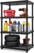 IRIS USA 4-Shelf Extra Heavy Duty Deep Plastic Storage Shelves, 800lb Capacity, 57" H x 36" W x 24" D, Large Modular Shelving Unit Storage Organizer for Garage, Home, Warehouse & Gym, Rack - Black