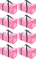 Extra Large Moving Bags with Zippers & Carrying Handles, Heavy-Duty Storage Tote for Space Saving Moving Storage, Fold Flat, Alternative to Box and Bin - 8 Pack, 40 Gal, Pink