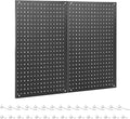 Pegboard, 2 PCS 24"×16" Metal Peg Board Panels Black Modular Wall Organizer Kit with 30 Hooks, Dual-Size Hole Design for Home Tool Storage, Garage Organization, Kitchen, Office, Craft Room