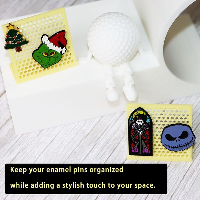PIAOLGYI Pin Display Stand,Pin Board for Desktops & Shelves,Pin Holder Display for Badges Pins Collectible (Yellow)
