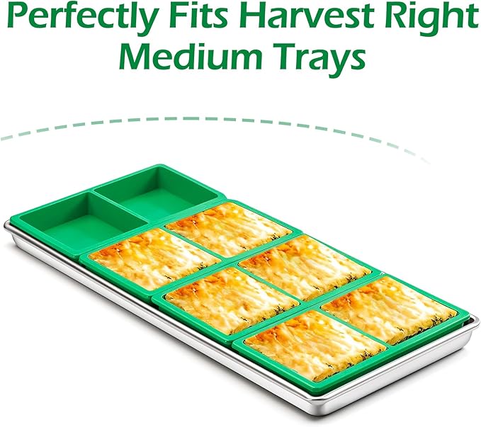Silicone Tray Dividers for Harvest Right Freeze Dryer Medium and Small Trays, Silicones Food Molds for Harvest right freeze dryer accessories, 4 pcs Green silicone food freezer tray