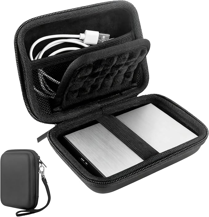 External Hard Drive Case, EVA Protective Shockproof Carrying Case for SSD Passport USB Storage, Portable Travel Electronic Organizer Tech Pouch Travel Bag with SD Card Slots & Mesh Cable Compartment