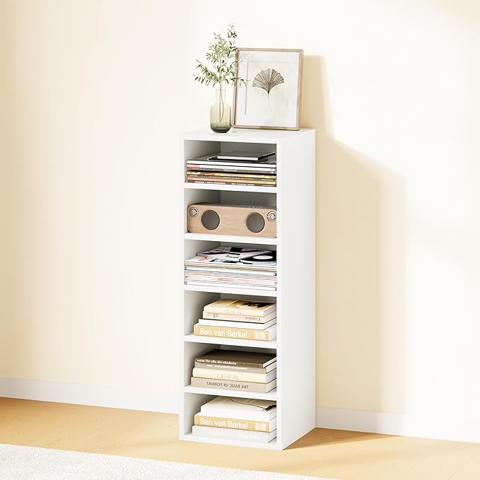 IOTXY DIY Modular Cube Bookcase - CubeXY Customizable Stackable Expandable Basic Shelving Units, 6-Cube Wooden Open Bookshelf with Removable Shelves for Books Organizer, White