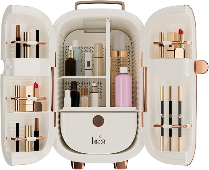 Portable Skincare Fridge, 3 Operating Modes with 360° Cycle Drying Mini Fridge, With 5 Door Racks, Low noice, Ideal for Makeup, Cosmetic Beauty, Skin Care