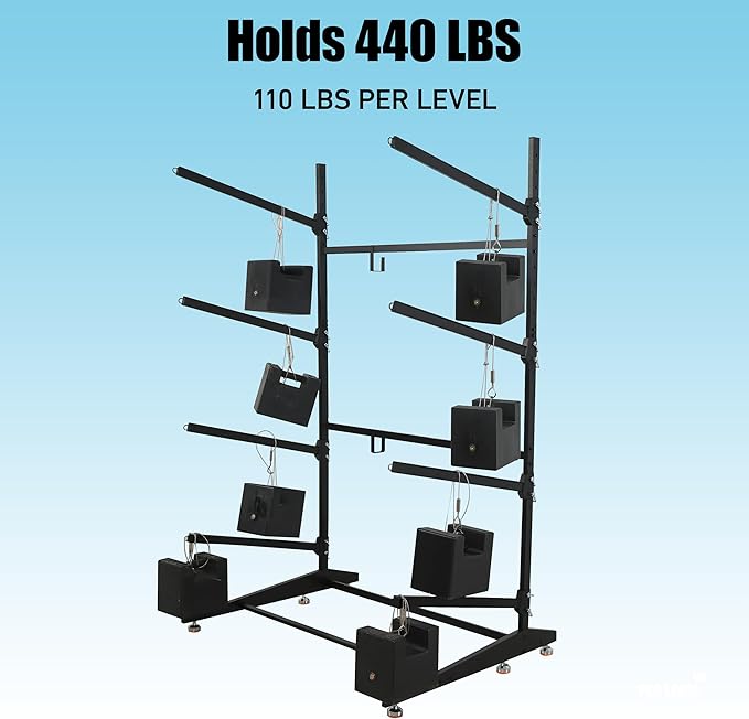 Kayak Storage Rack, Heavy-Duty Outdoor Canoe Rack, Reinforced, Thickened, and Enhanced Rust Resistance, Holds 440 lbs, for Safe Indoor and Outdoor Kayak Storage(4-Tier, Black)